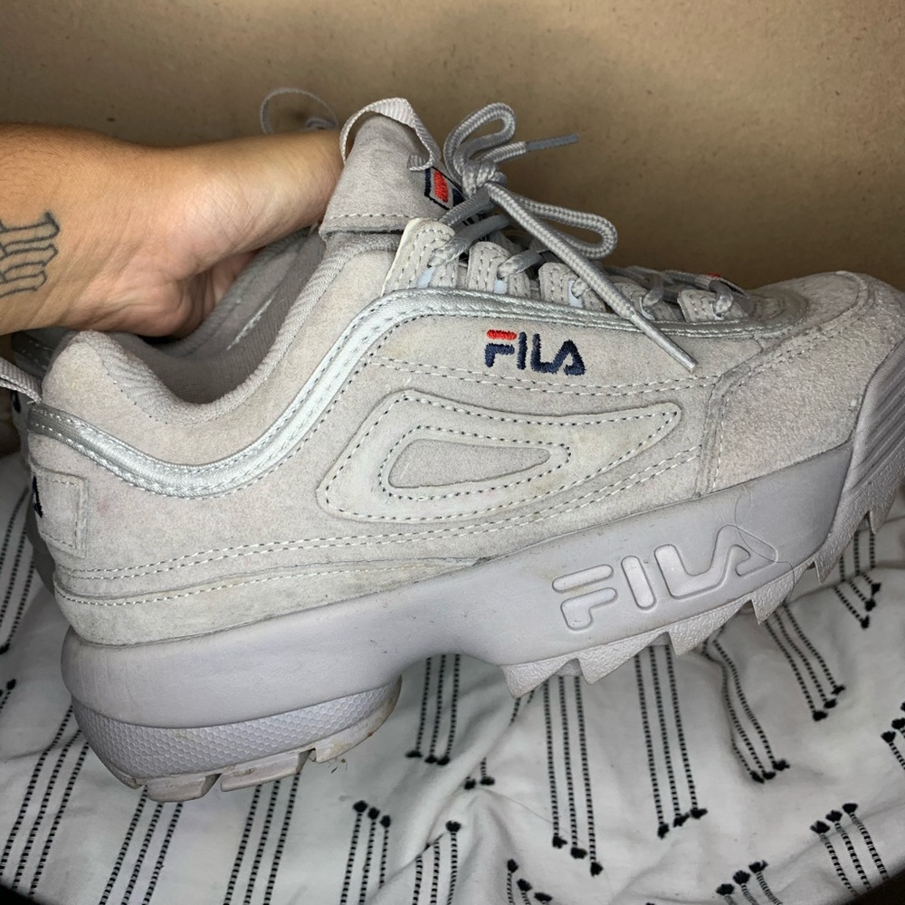 Velvet Grey Platform FILA Sneakers!!